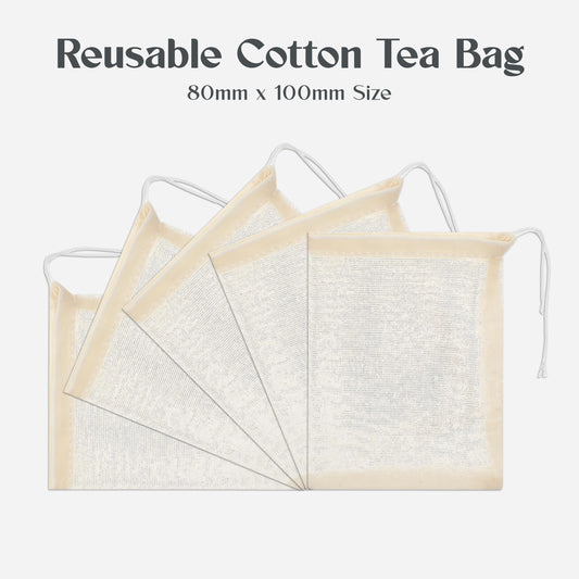 Reusable Cotton Tea Bag Pack Of 5 Pieces 4"x3" Size